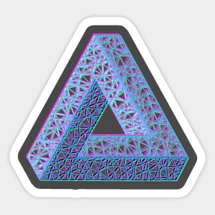 3D Penrose Triangle Magenta Cyan Sticker